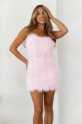 123 PROM Bring The Extravagance Feather Mini Dress Pink