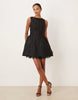 Sister Jane Screenplay Jacquard Boat Neck Volume Lace Underskirt Mini Dress In Black