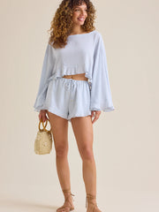 Radda Stripe Ruffle Shorts