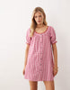 Babydoll Button Down Mini Dress In Red Gingham