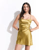 Satin Slip Mini Dress In Ochre