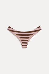 Marina Cheeky Striped Bikini Bottom - Strawberry Chocolate