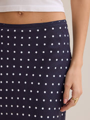 Elodie Polka Dot Linen Maxi Skirt