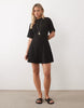Petite Cinched Seam Detail Mini Dress In Black