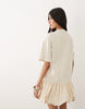 Miss Selfridge Drop Waist Bubble Hem Mini Dress In Vanilla