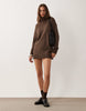 Brave Soul Knitted Roll Neck Mini Dress In Chocolate Brown