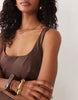 Satin Bias Cut Midaxi Dress In Chocolate Brown
