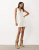 Miss Selfridge Satin Lace Trim Sleeveless Mini Tea Dress In Cream