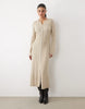 Nobody'S Child Ribbed Jersey Button Through Maxi Dress In Ecru