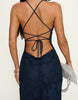 Princess Polly Celena Floral Devore Tie Back Corset Detail Maxi Dress In Navy