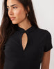 Mandarin Collar Mini Dress In Black