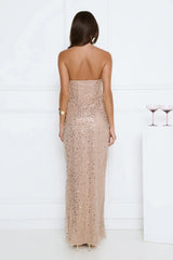 Confetti Royale Strapless Sequin Maxi Dress Gold