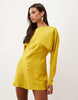 Batwing Mini Dress With Cowl Back In Golden Yellow