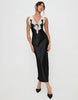 Princess Polly Nourish Satin Contrast Lace Tie Front Maxi Dress In Black