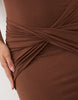 Oh Polly Modal Square Neck Ruched Detail Maxi Dress In Chocolate