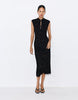 Pull&Bear Velvet Contrast Midi Dress In Black