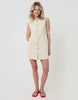 Threadbare Denim Pinafore Mini Dress In Ecru