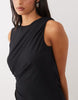 Oh Polly Slinky Backless Drape Detail Mini Dress In Black