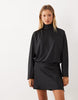 Mango High Neck Long Sleeve Mini Dress In Black