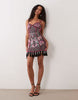 Asos Luxe Fringe Embellished Cami Mini Dress In Black And Pink