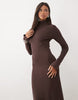Pretty Lavish Flared Sleeve Knit Midaxi Dress In Chocolate