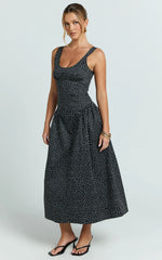 Lioness - Luna Rosa Midi Dress - In Noir Polka