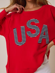 USA Striped Applique Sweatshirt