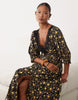 Miss Selfridge Petite Spun Maxi Tea Dress With Lace Trim In Dark Floral