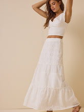 Nalia Eyelet Tiered Midi Skirt