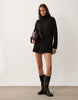 Brave Soul Knitted Roll Neck Mini Dress In Black