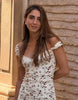 Bershka Lace Crinkle Midi Dress In Ecru