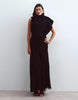 Arrange Asymmetric Neckline Hybrid Fringe Skirt Maxi Dress In Black