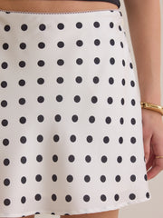 Maeve Polka Dot Satin Mini Skirt