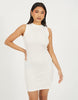 Brave Soul Ribbed Jersey Sleeveless Bodycon Mini Dress In Cream