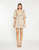 Glamorous Ruffle Neckline Mini Dress In Tan Multi Blossom