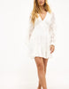 Na-Kd Embroidered Chiffon Long Sleeve Mini Dress In White
