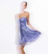 Anessa Glitter Mesh Lace-Up Dress