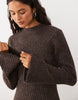 Aware High Neck Long Sleeve Knitted Mini Dress In Chocolate Brown