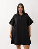 Curve Techy Fabric Relaxed Short Sleeve Mini Dress In Black