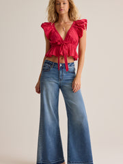 Micah Poplin Tie Front Top