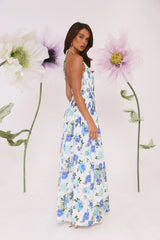 Garden Of Light Halter Maxi Dress Blue