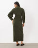 Soft Cord Panelled Midaxi Dress In Green