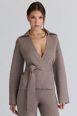 taupe wool wrap contour jacket