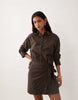 Cotton On Shirt Mini Dress In Dark Oak Stripe