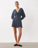 Miss Selfridge V-Neck Balloon Sleeve Mini Dress In Navy Polka Dot