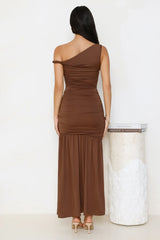 Forever Style Off Shoulder Maxi Dress Chocolate