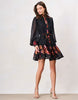 Hope & Ivy The Kristin Petite Blouson Sleeve High Neck Shirt Dress With Front Button In Black Orange Multi