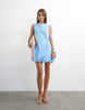Topshop Cotton Bubble Cape Mini Dress In Woven Blue And Mint Stripe