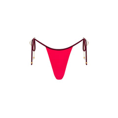 Micro Thong Tie Side Bikini Bottom - Cherry Cola