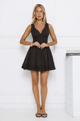 Be Mine Main Embroidered Mini Dress Black